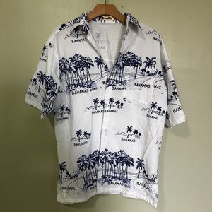 Bahamas Mens Shoreline Button Down XL Hawaiian Shirt 100% Cotton